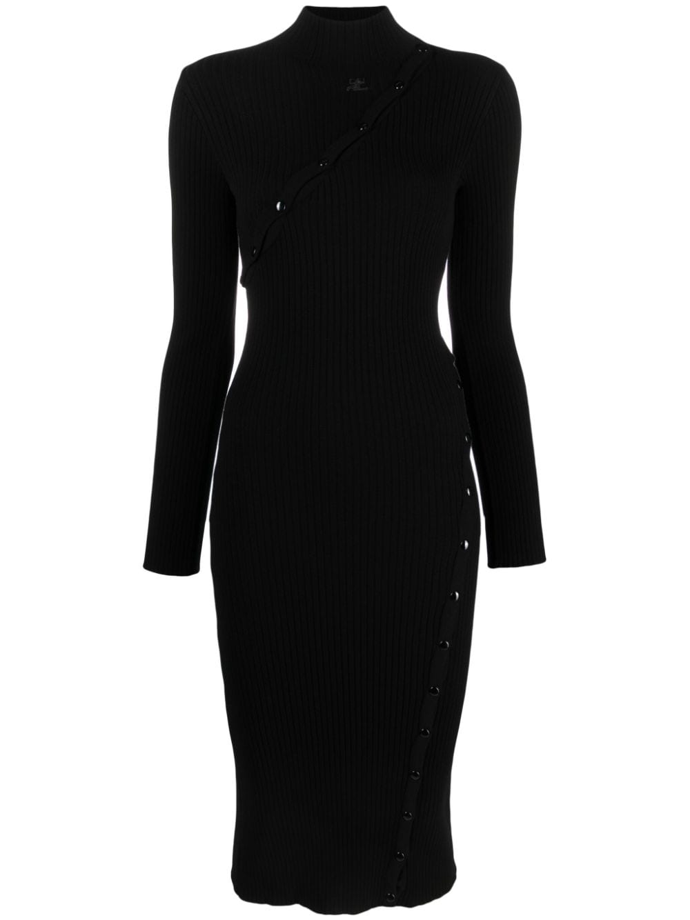 Courrèges Geripptes Strickkleid - Schwarz von Courrèges