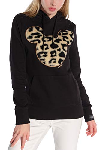 Course Damen Hoodie Original Mickey Mouse Flock Fake Fur Animal Print Leo Disney, Schwarz, S von Course