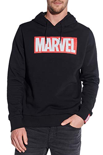 Course Herren Hoodie Original Lizenz Marvel Kapuzenpullover Sweat Logo, Schwarz, M von Course