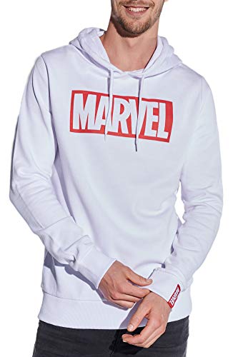 Course Herren Hoodie Original Lizenz Marvel Kapuzenpullover Sweat Logo, Weiß, M von Course