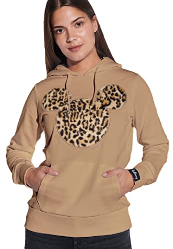 Micky Mouse Damen Hoodie - Micky Maus Pullover Damen - Original Disney Lizenz Pulli in Beige (L) von COURSE