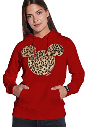Micky Mouse Damen Hoodie - Micky Maus Pullover Damen - Original Disney Lizenz Pulli in Rot(XS) von Course
