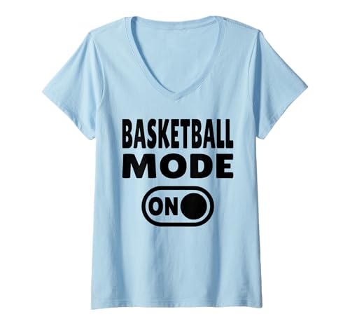Damen Basketball Mode ON - Hallensport Fan T-Shirt mit V-Ausschnitt von Court Hustle Gear