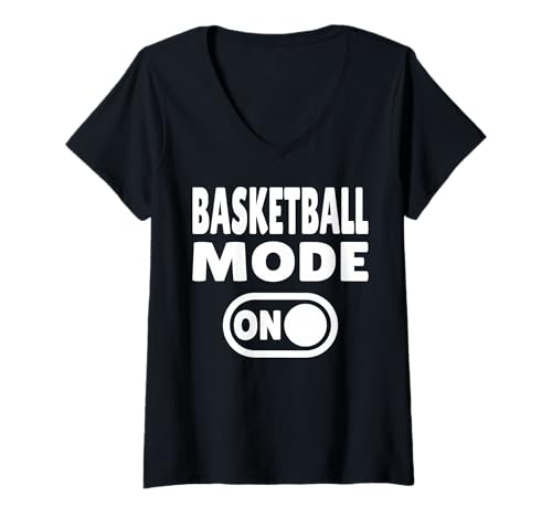 Damen Basketball Mode ON - Hallensport Fan T-Shirt mit V-Ausschnitt Damen Basketball Mode ON - Hallensport Fan T-Shirt mit V-Ausschnitt von Court Hustle Gear