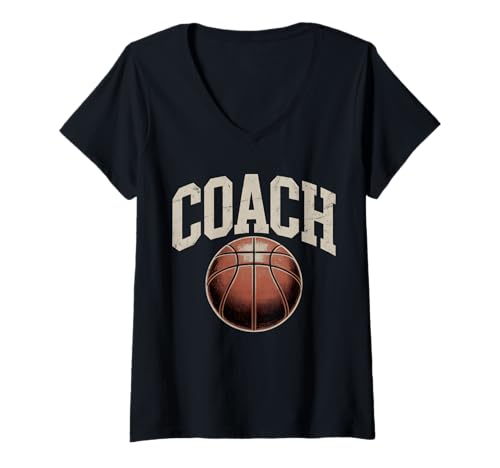 Damen Basketball-Trainertrikot im Retro-Look T-Shirt mit V-Ausschnitt Damen Basketball-Trainertrikot im Retro-Look T-Shirt mit V-Ausschnitt von Court Side Apparel Co.
