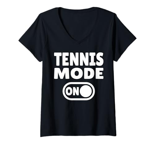 Damen Tennis Mode ON - Lustiges Tennisspieler und Fan T-Shirt mit V-Ausschnitt Damen Tennis Mode ON - Lustiges Tennisspieler und Fan T-Shirt mit V-Ausschnitt von Court Vibes Collective