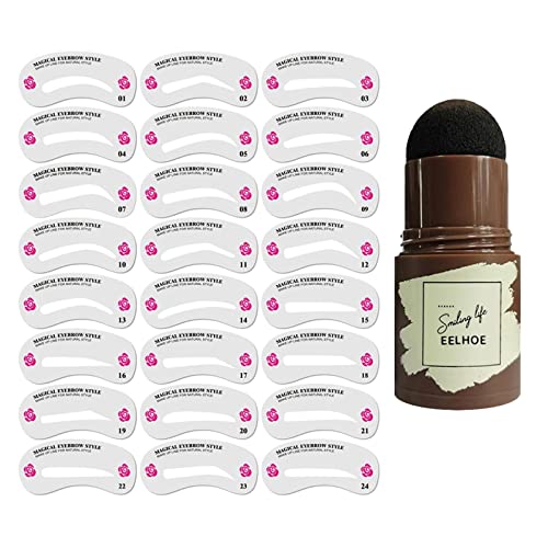 Augenbrauenpuder Stempel Shaping Kit w/Augenbrauenschablonen Schwarzbraun und 24x Schwarzbraun und 24 Stück von Courtieyeardceastea
