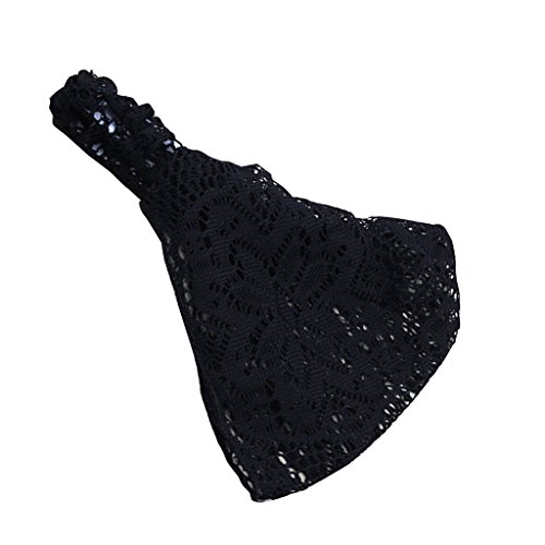 Damen Bandanas Turban Spitze Haarband Headwrap Breites Stirnband Schwarz von Courtieyeardceastea