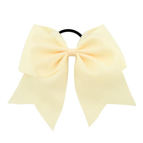 Großes Haarband mit Schleife, dick, dehnbar, dekorativer Pferdeschwanz-Halter, Haargummis, Mädchen-Zubehör, mehrfarbig, Beige von Courtieyeardceastea