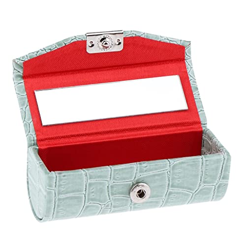 Leder Lippenstift Etui Halter Aufbewahrungsbox mit Spiegel für Geldbörse Hellblau, Graugrün, as described, Siehe Beschreibung von Courtieyeardceastea