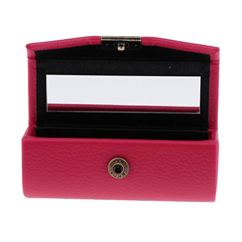 Lippenstiftetui aus Leder, Aufbewahrungsbox, Spiegel, Geldbörse, Tasche, Hellblau-Grün, rosarot, 9 cm, Siehe Beschreibung von Courtieyeardceastea