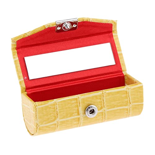 Lippenstiftetui aus Leder, Aufbewahrungsbox mit Spiegel, für Geldbörse, Hellblau, gelb, as described, Siehe Beschreibung Lippenstiftetui aus Leder, Aufbewahrungsbox mit Spiegel, für Geldbörse, Hellblau, gelb, as described, Siehe Beschreibung von Courtieyeardceastea