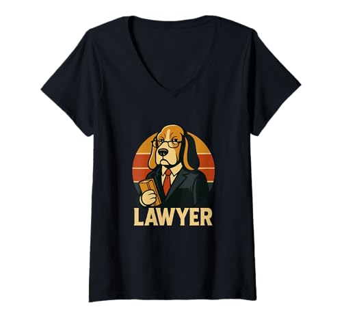 Damen Lustiges Hundeanwalt Gerichtssaal Humor Design T-Shirt mit V-Ausschnitt von Courtroom Canine Comedy Apparel Co.