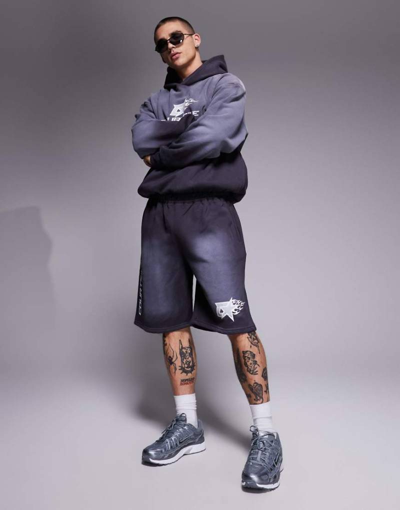 Courtside - Relaxed-Fit-Shorts in verwaschenem Grau mit Logodetail, Kombiteil von Courtside