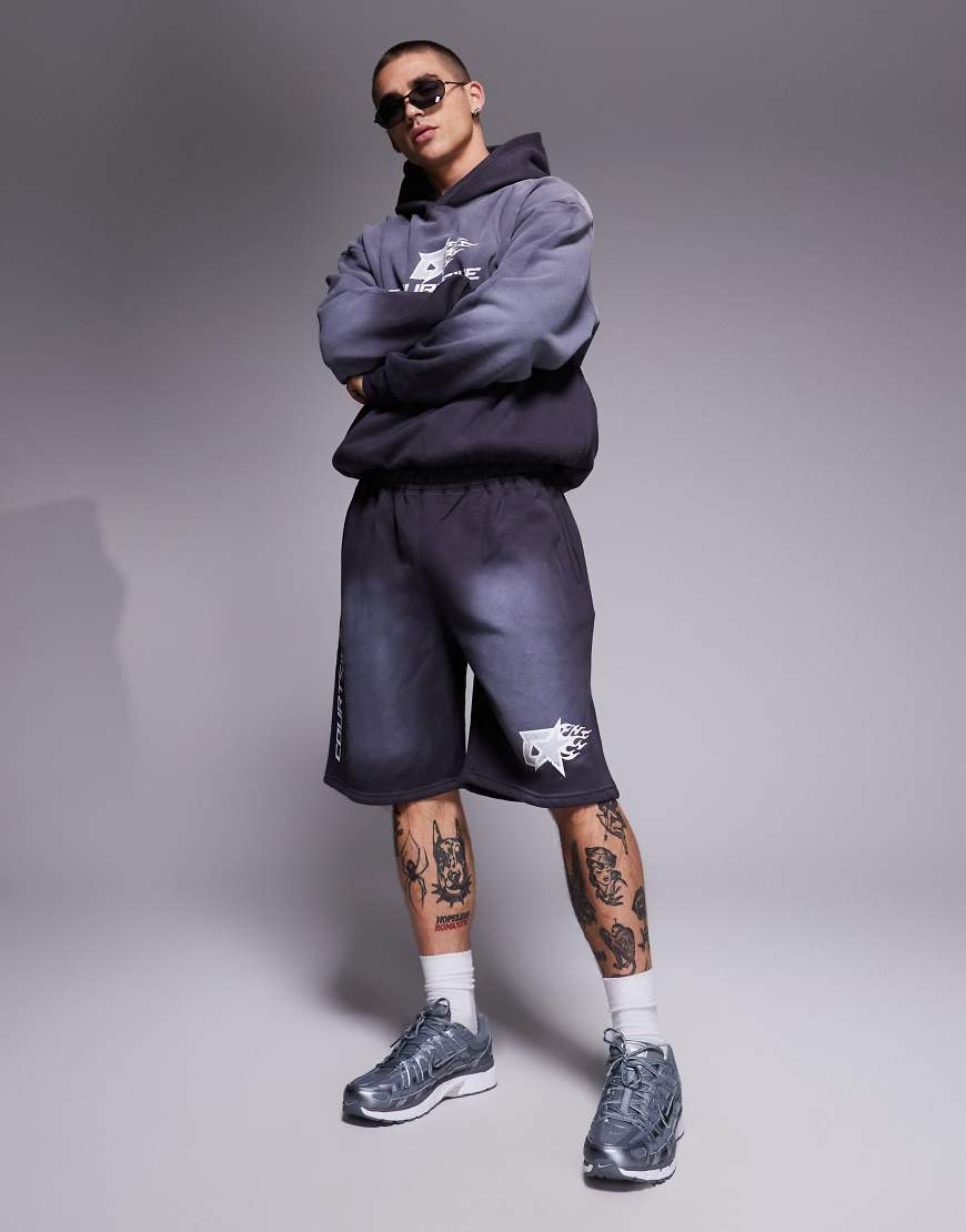 Courtside - Relaxed-Fit-Shorts in verwaschenem Grau mit Logodetail, Kombiteil von Courtside