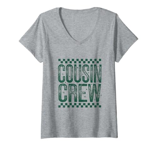 Damen Weihnachts-Familientreffen der Cousin Crew im Retro-Stil T-Shirt mit V-Ausschnitt Damen Weihnachts-Familientreffen der Cousin Crew im Retro-Stil T-Shirt mit V-Ausschnitt von Cousin Crew T-Shirt Co.