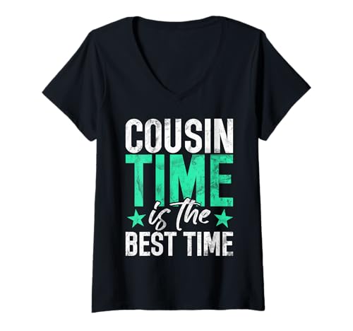 Damen Cousin Time ist die Beste Zeit Cousin T-Shirt mit V-Ausschnitt von Cousin Gifts