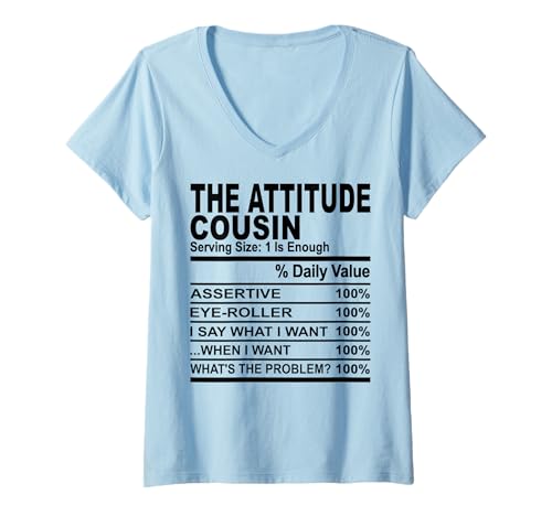 Damen Einstellung, Cousin, Ernährung, Fakt, lustige Cousins, Männer, Frauen T-Shirt mit V-Ausschnitt von Cousin nutrition facts shopp
