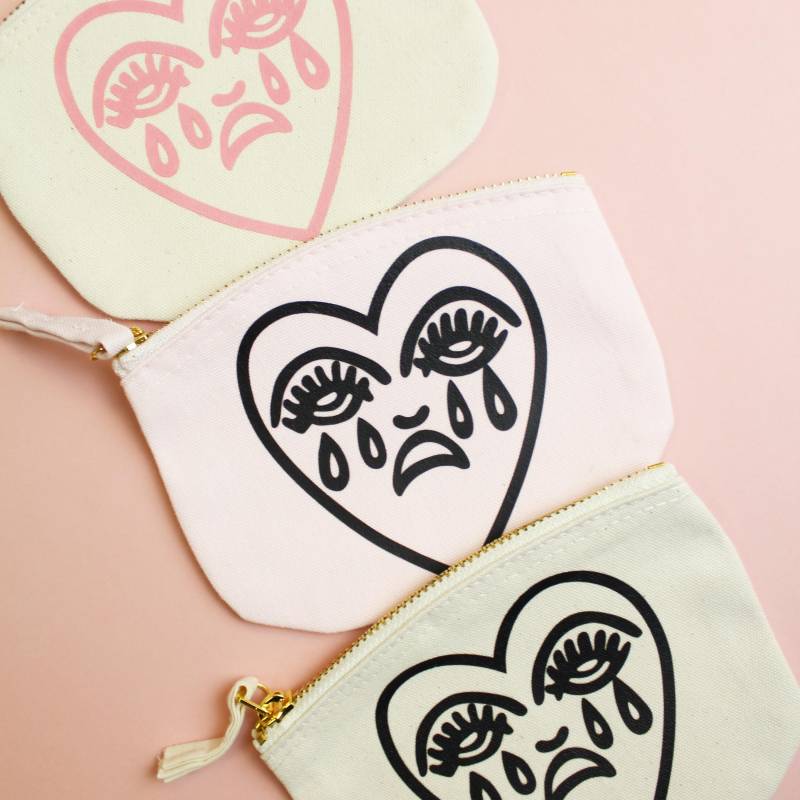 Crying Heart Traditionelle Tattoo Bedruckte Bio Baumwolle Geldbörse Bert Grimm von CousinsCollective