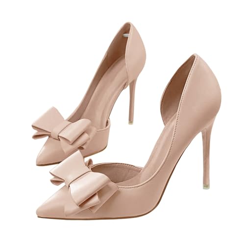Coutgo Damen-Pumps mit Schleife, geschlossen, spitzer Zehenbereich, Stiletto, Slipper, Hochzeitspumps, nude, 40 EU Coutgo Damen-Pumps mit Schleife, geschlossen, spitzer Zehenbereich, Stiletto, Slipper, Hochzeitspumps, nude, 40 EU von Coutgo