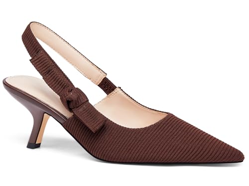 Coutgo Damen Slingback Kitten Heels Geschlossene Spitze Spitze Schleife Strick Slip On Arbeitspumps Kleid Schuhe, Kaffee, 37.5 EU Coutgo Damen Slingback Kitten Heels Geschlossene Spitze Spitze Schleife Strick Slip On Arbeitspumps Kleid Schuhe, Kaffee, 37.5 EU von Coutgo