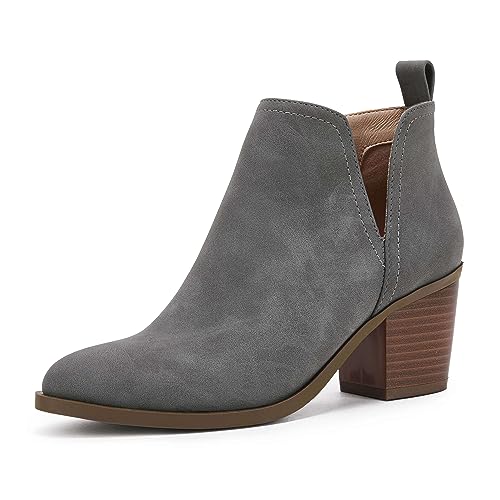 Coutgo Damen Stiefeletten mit ausgeschnittenem Absatz und mandelförmigem Zehenbereich, Westernstiefel, Grau (grau), 40.5 EU von Coutgo