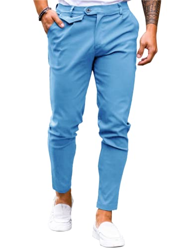 Herrenhose, elastische Taille, lockere Passform, leicht, bequem, Stretch, Relax, Strand, Lounge, blau, Groß von Coutgo