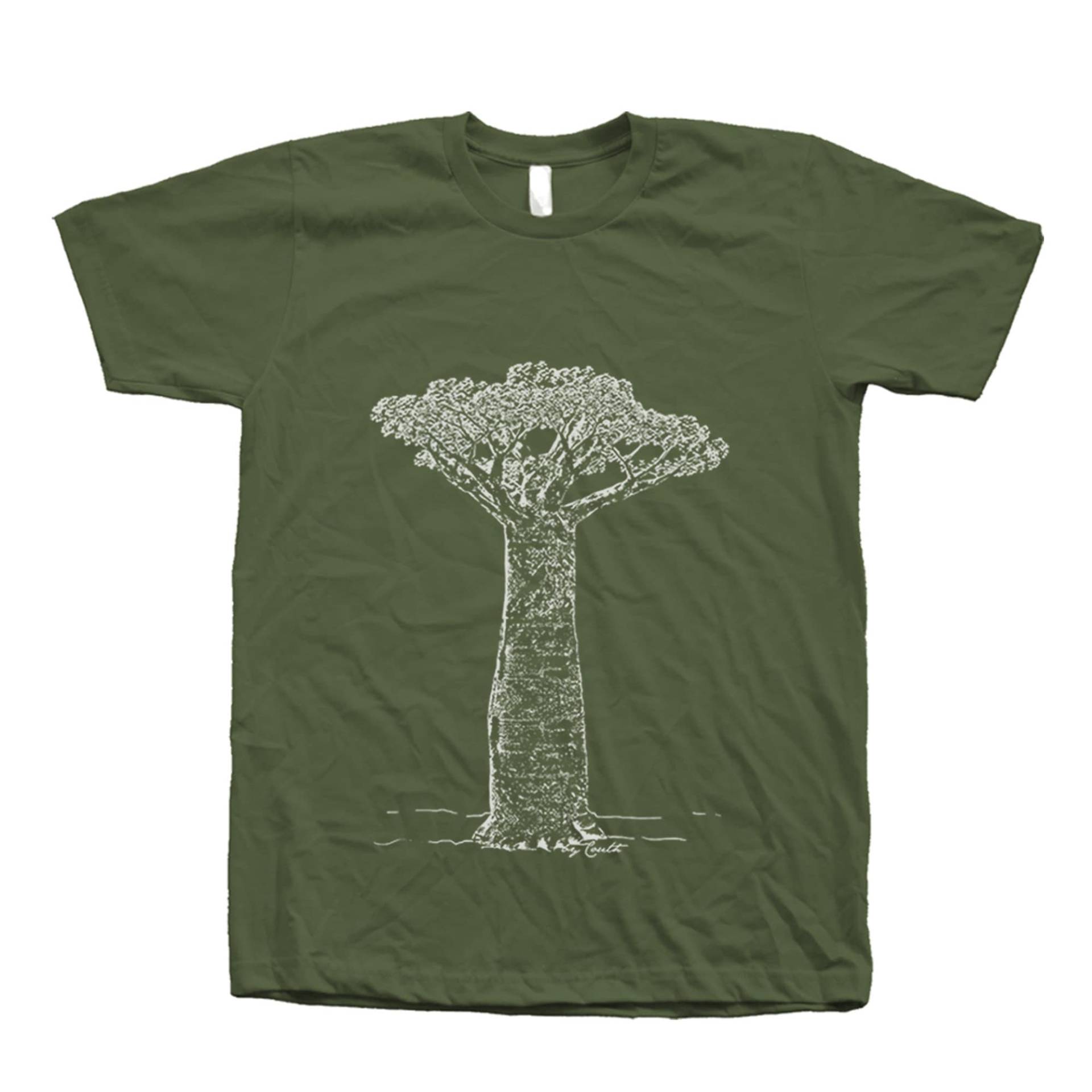 Baobab Tree T-Shirt Handgepresste Baumwolle Mit Rundhalsausschnitt von Couthclothing
