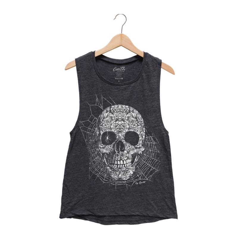 Halloween Skull Muskel Tank Top Gothic Skelett Shirt von Couthclothing