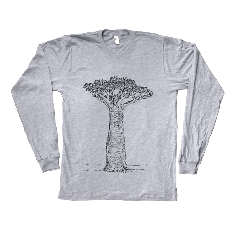 Herren Unisex Baobab Tree Tshirt Hand Siebdruck Rundhalsausschnitt Langarm-T-Shirt von Couthclothing