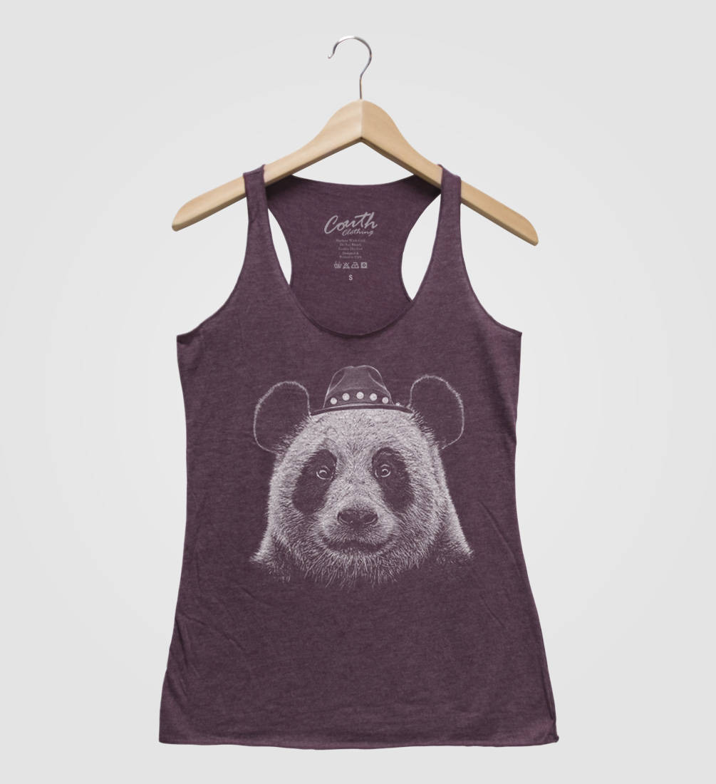 Panda Bär Triblend Racerback Tank Top - Handgepresst von Couthclothing