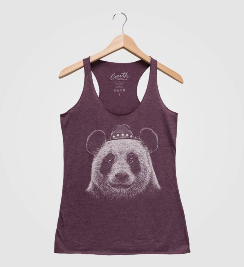 Panda Bär Triblend Racerback Tank Top - Handgepresst von Couthclothing