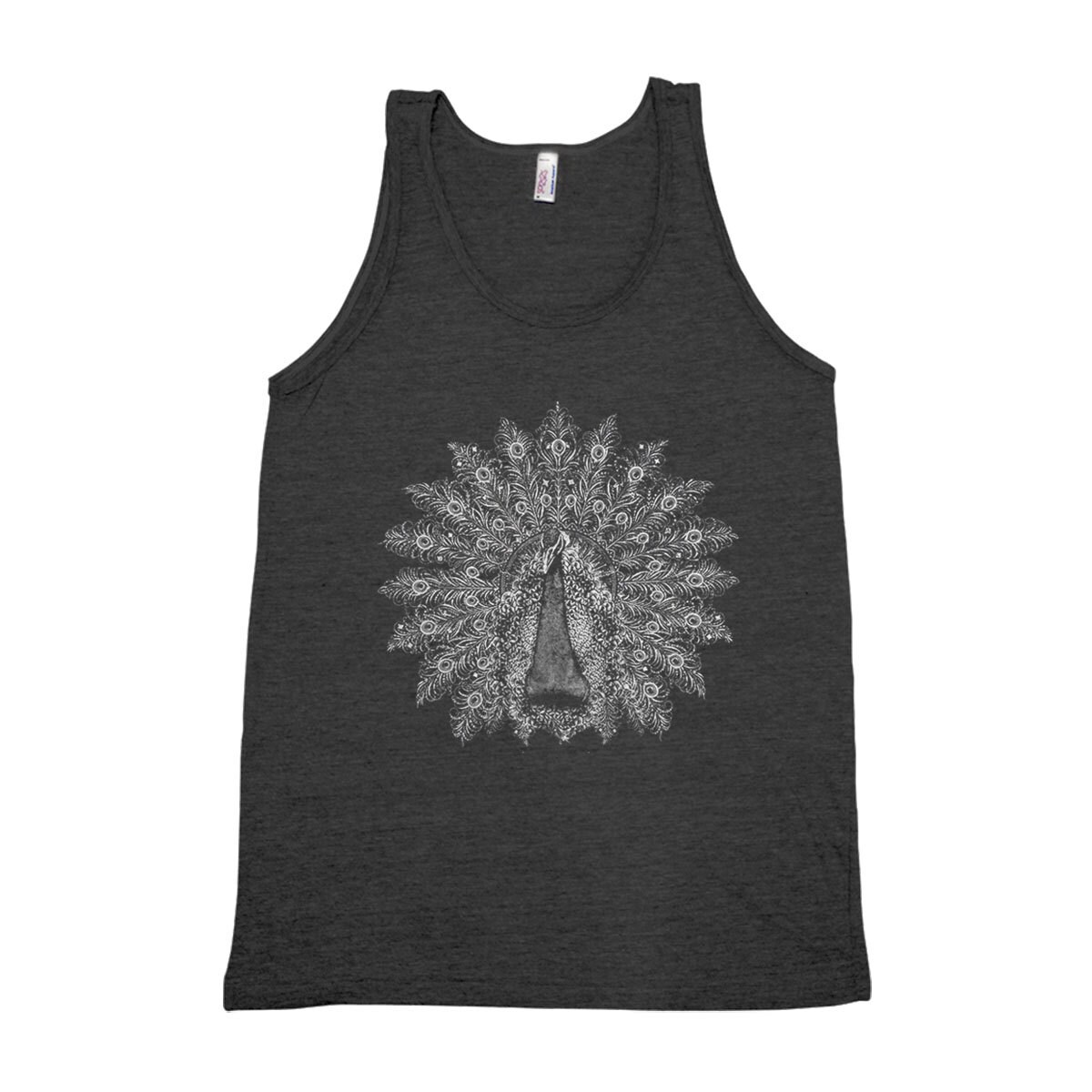 Pfau Tank Top Unisex Triblend Handsiebdruck von Couthclothing