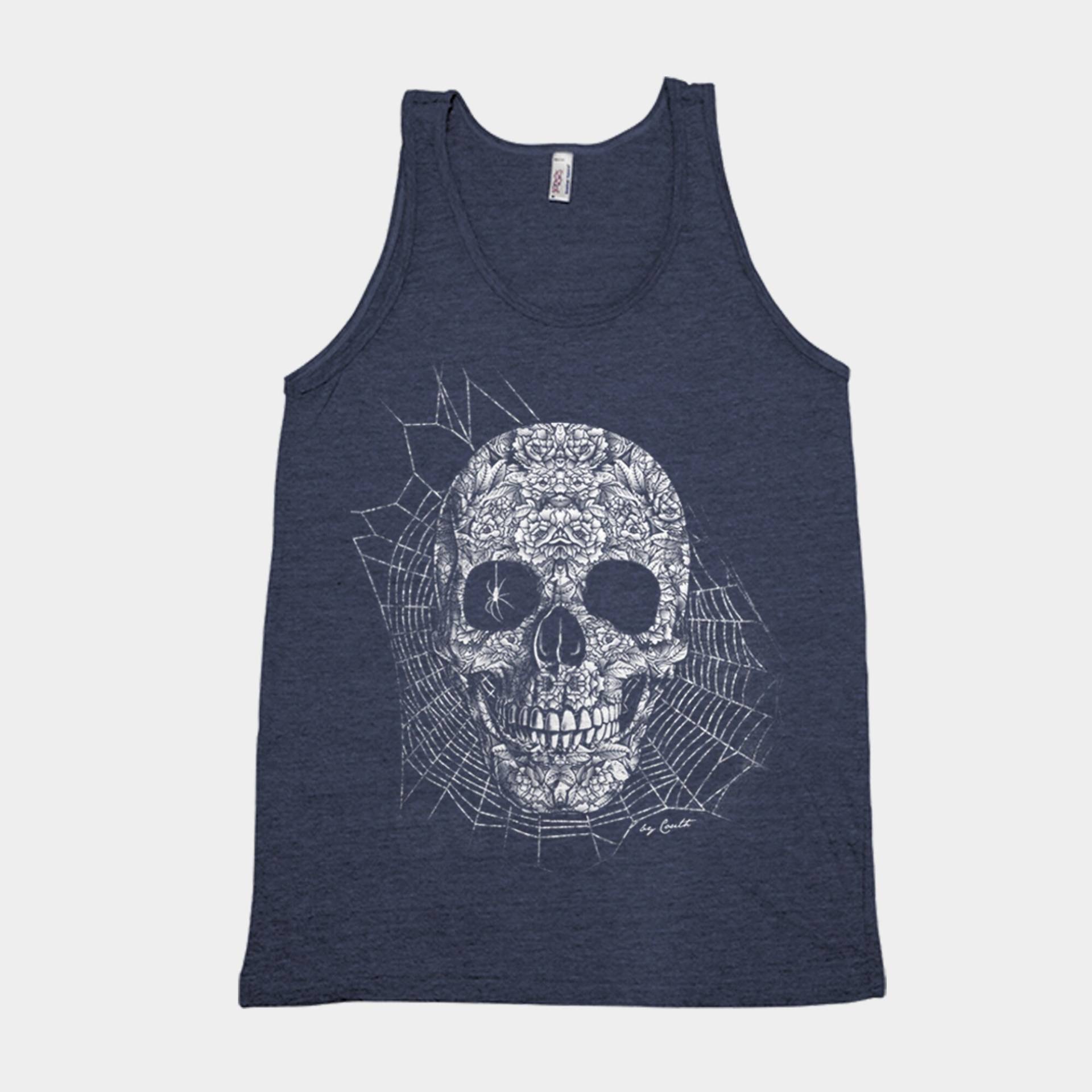 Totenkopf Grafik Triblend Tank Top Gothic Halloween Kostüm von Couthclothing