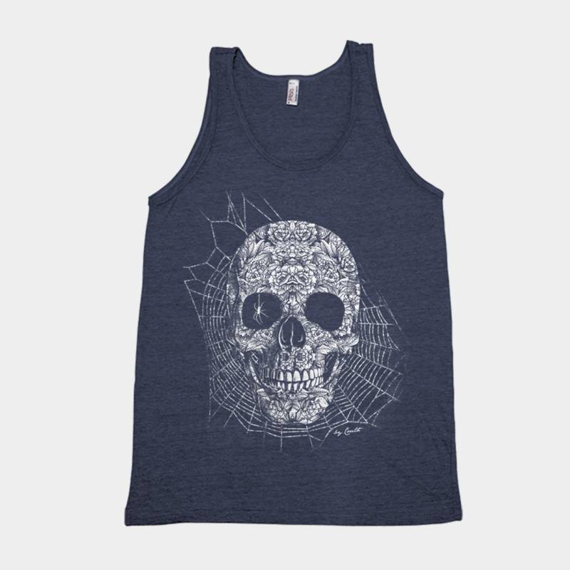 Totenkopf Grafik Triblend Tank Top Gothic Halloween Kostüm von Couthclothing