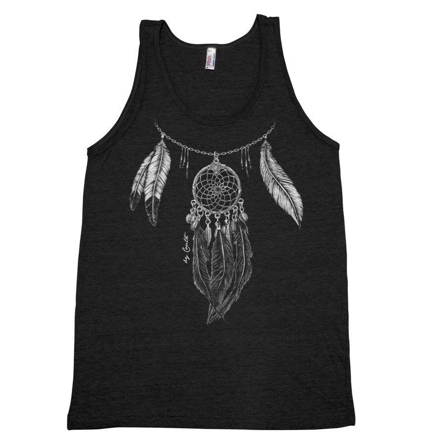 Traumfänger Tank Top Hand Siebdruck Triblend Unisex Top von Couthclothing