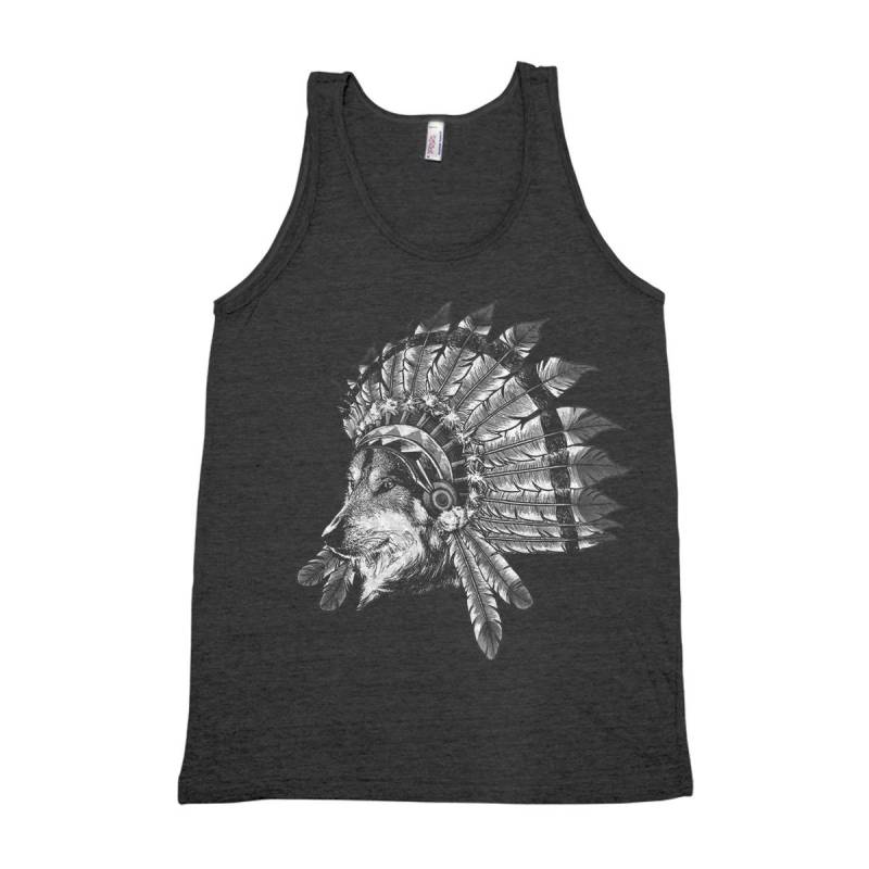 Wolf Herren Tank Top Triblend Hand Siebdruck von Couthclothing