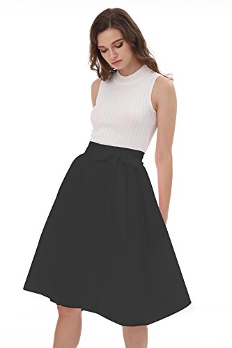 CoutureBridal® Damen Tüll Rock 5 Layer Knielanger Rock Elastic Bund Tutu 65cmSchwarz EU50-54 von CoutureBridal