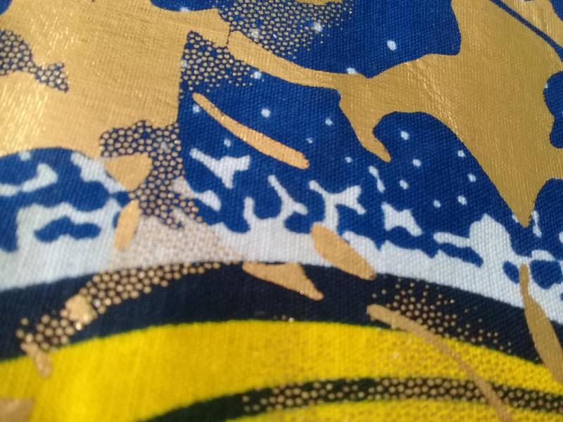 Beutel, Geldbörse Mit Reißverschluss Aus Gelbem, Blauem Und Goldenem Wachs, Ca. 12 X 8 cm von CoutureByKimYen57