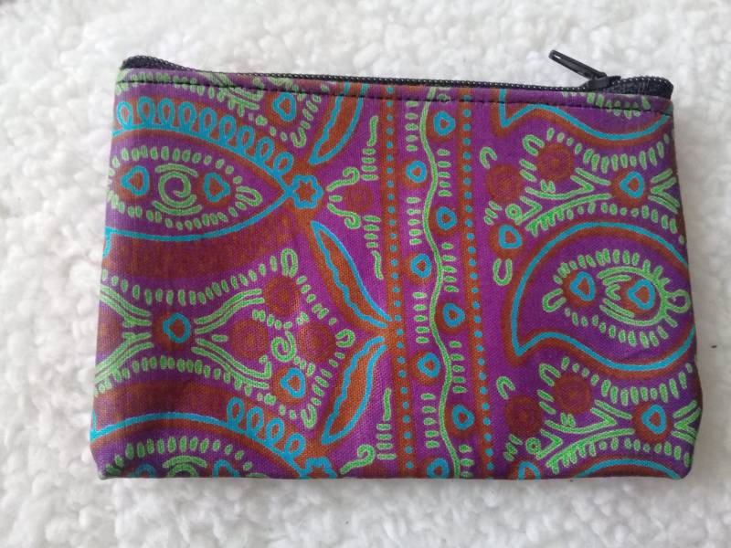 Beutel, Geldbörse Mit Reißverschluss in Lila, Grün, Blau Wachs... Ca. 12x8cm von CoutureByKimYen57