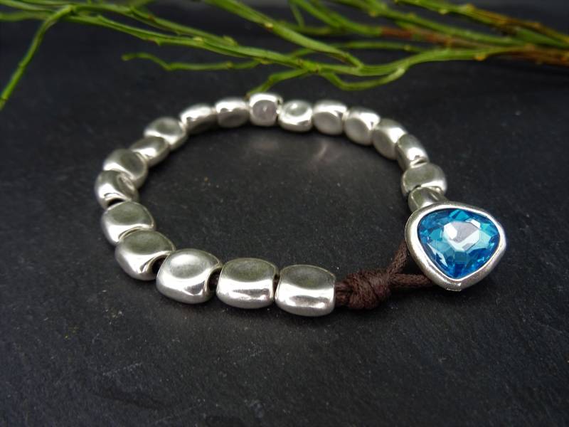 Armband Neusilber Blautopas Kristall von CoutureDePillango