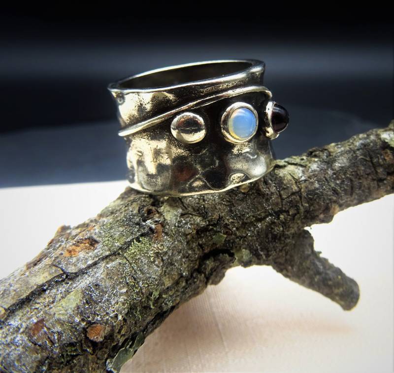 Bandring Antik Silber Mit Kristall Cabochon von CoutureDePillango