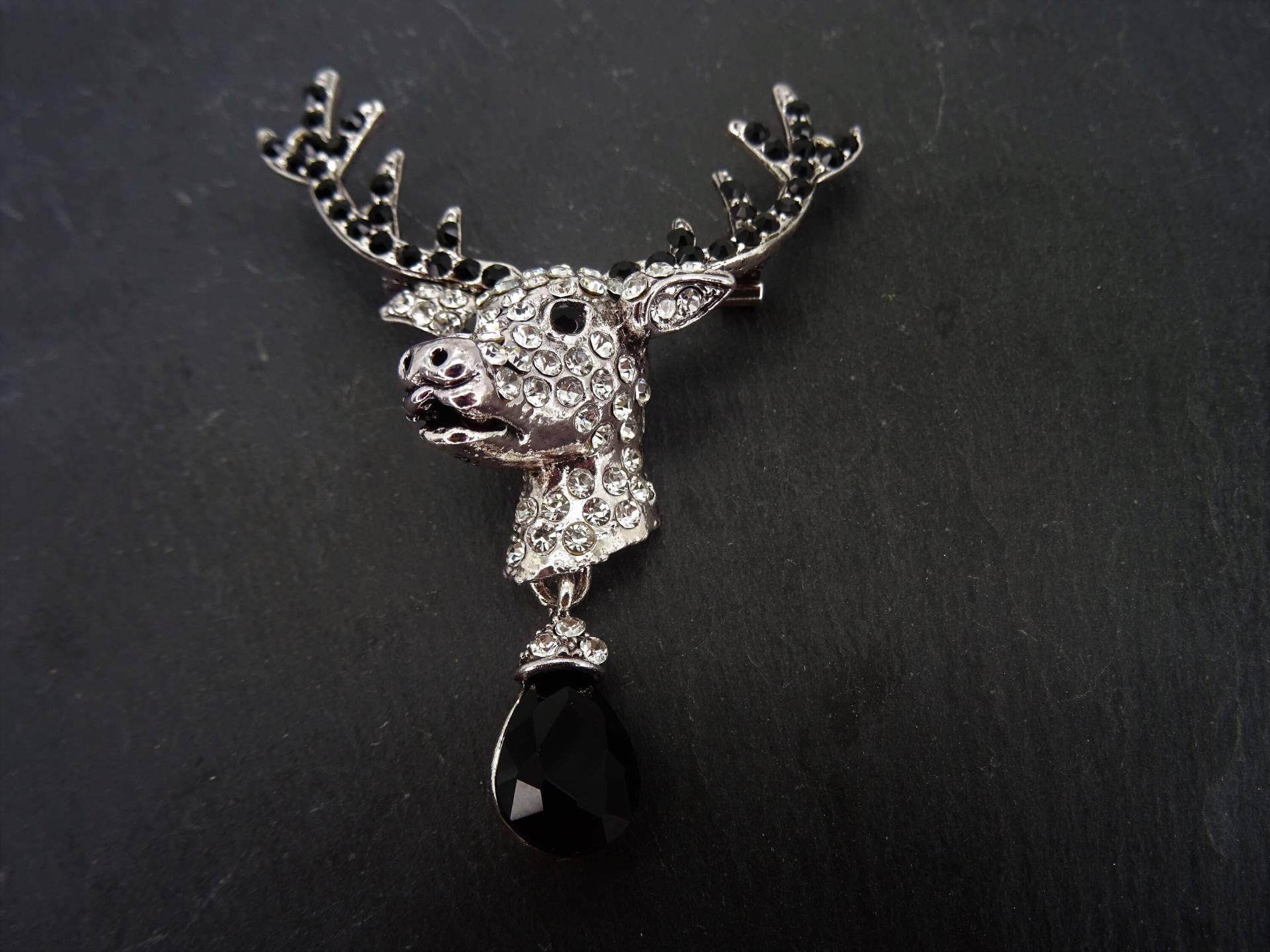 Brosche Hirsch Strass Kristall Tropfen Vintage Brosche Hirsch Strass Kristall Tropfen Vintage von CoutureDePillango