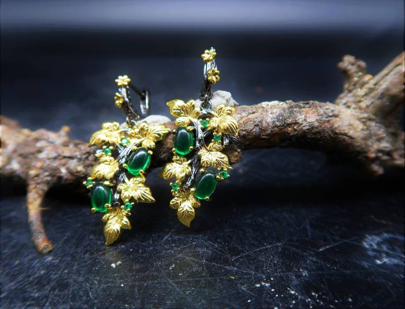 Elegant Ohrringe Schwarz Und Gelb Farben Mit Echte Steienn | Zirkonium, Kristellen von CoutureDePillango