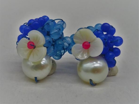 Ohrstecker Achat Zuchtperle Perlmuttblüte 925Er Sterlingsilber Romantik von CoutureDePillango