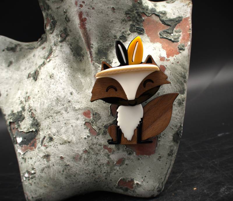 Trnding Holz Brosche Fox/Fuchs von CoutureDePillango