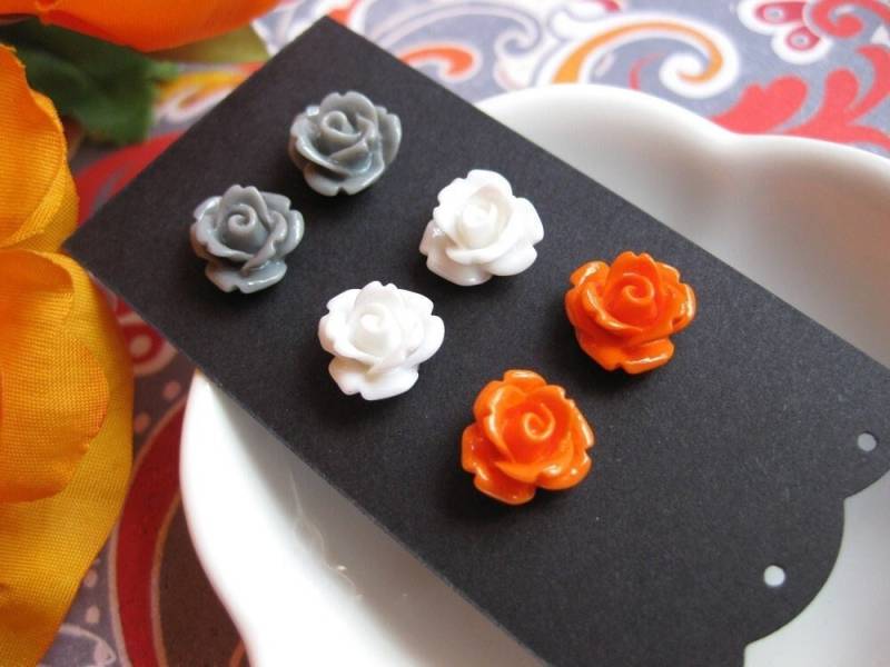 Herbst Rosette Ohrstecker Set Benutzerdefinierte Farbe Blumenschmuck von CoutureNicole