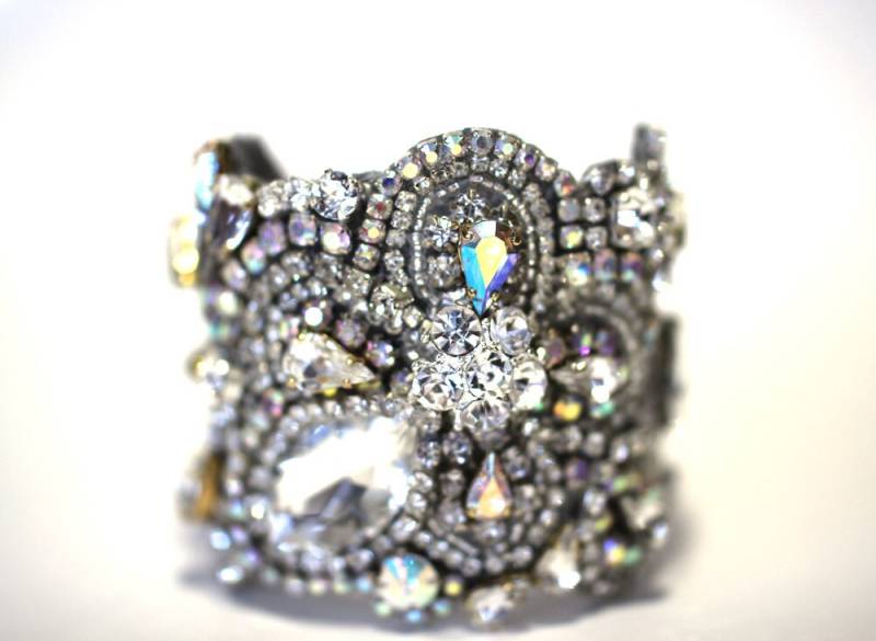 Kristall Armband Statement Hochzeit Schmuck Glamouröse Swarovski Manschette, Braut Vintage von Couturelove