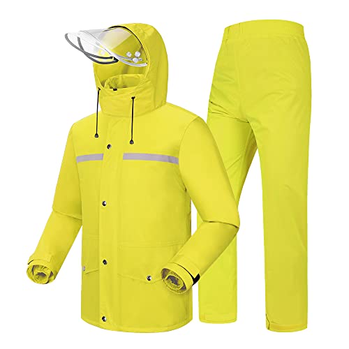 Coutyuyi Herren & Damen Regenanzug Reflektierender 100% Wasserdichter Anzug Outdoor Regenmantel Winddicht Regenjacke （L, Gelb） von Coutyuyi