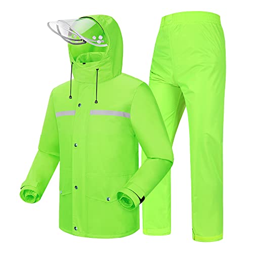 Coutyuyi Herren & Damen Regenanzug Reflektierender 100% Wasserdichter Anzug Outdoor Regenmantel Winddicht Regenjacke （L, Grün） von Coutyuyi